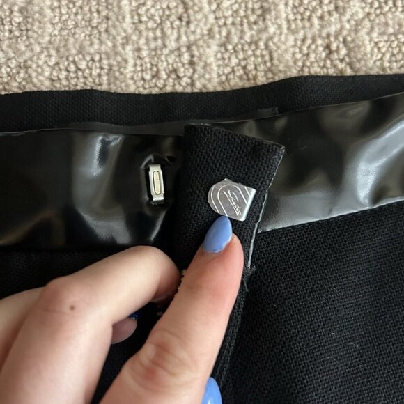 MARC JACOBS Black Capri Crop Pant Womens Size 8 Patent Leather Detail Wool - Picture 7 of 12